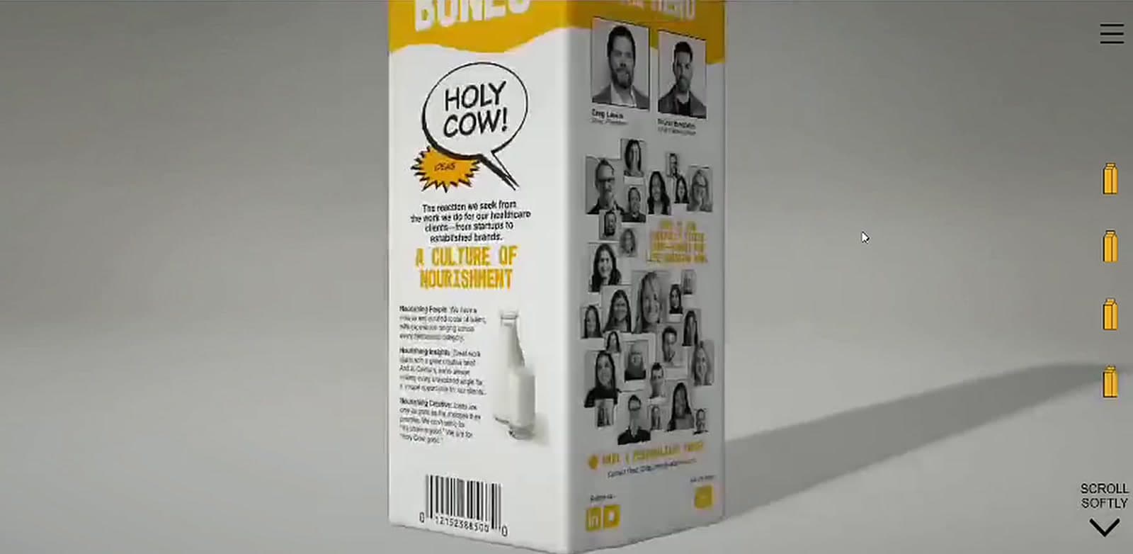 Calcium + Company, The team, on the carton