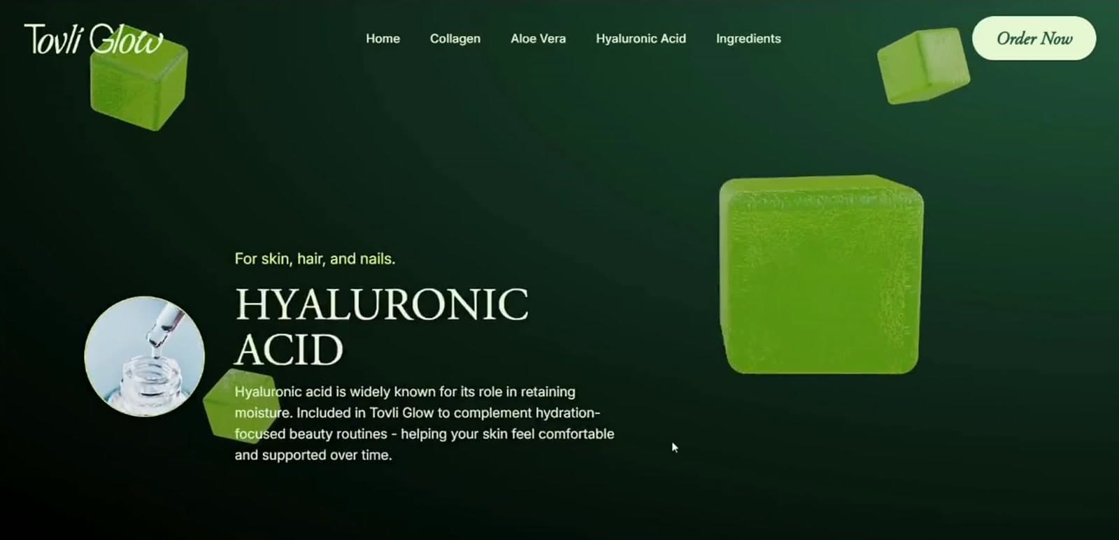 Tovli Glow, Hyaluronic acid